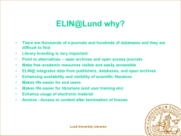 ELIN@Lund What is it?
