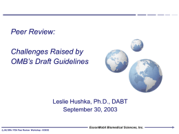 Leslie Hushka 'Peer Review: Challenges Raised by OMB’s