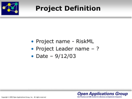RiskML Project Definition