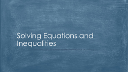 Solving Equations - Sr. Fatima's Class