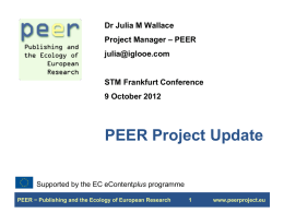 PEER Publishing and the Ecology of European Research
