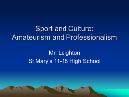 Sport and Culture: Amateurism and Professionalism