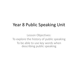 Year 8 Public Speaking Unit - We Don't Need no Education
