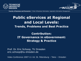 Public eServices at Regional and Local Levels: Trends