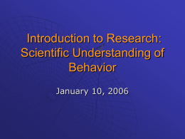 Chapter 1: Scientific Understanding of Behavior