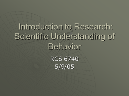 Chapter 1: Scientific Understanding of Behavior