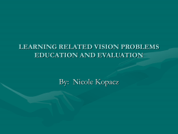 LEARNING RELATED VISION PROBLEMS EDUCATION AND …