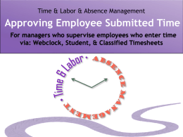 Time & Labor And Absence Management Student Help Timesheet