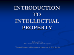 INTRODUCTION TO INTELLECTUAL PROPERTY
