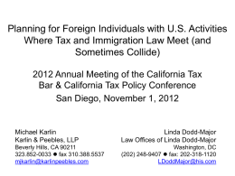 Planning for Foreign Individuals with U.S. Activities