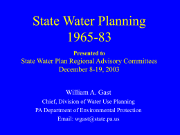 State Water Planning 1965-83 Presented to State Water Plan