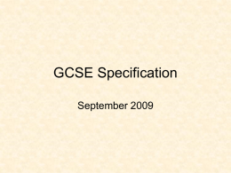 GCSE Specification