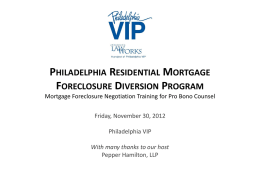 Philadelphia Residential Mortgage Foreclosure Diversion