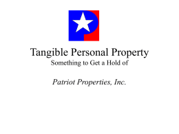 Tangible Personal Property Something to Get a Hold of