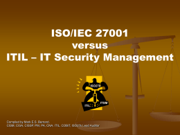 ISO27k vs ITIL - ITSM