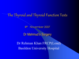Thyroid Function Tests - Audley Mills Surgery HOME