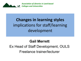 Changes in learning styles implications for staff