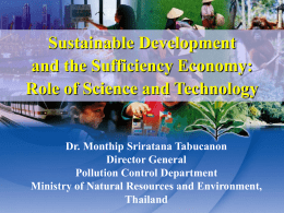 Sustainable Development and the Sufficiency Economy: Role