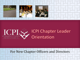 ICPI Chapter Leader Orientation