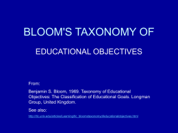 BLOOM'S TAXONOMY OF