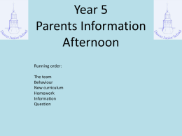 Year 6 Parents Information Afternoon