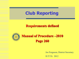Club Reporting