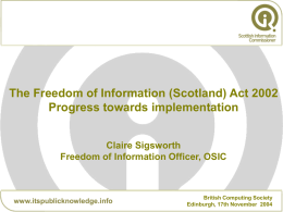 The Freedom of Information (Scotland) Act 2002