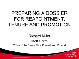 PREPARING A DOSSIER FOR REAPOINTMENT, TENURE AND …