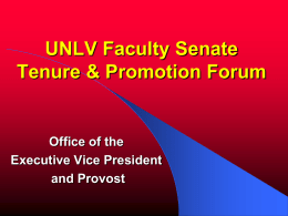 UNLV Faculty Senate Tenure and Promotion Forum