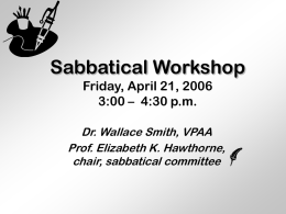 Sabbatical Q&A Workshop