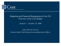 Budgeting and Financial Management 101 Overview of the
