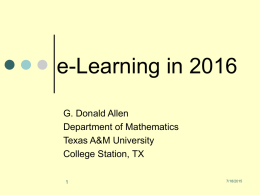 e-Learning in 2016 - Texas A&M University