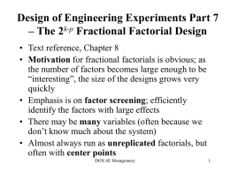 Design of Engineering Experiments Part 7 – The 2k