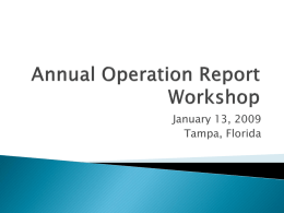 Annual Operation Report Workshop