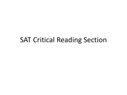 SAT Critical Reading Section