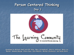 Person Centered Thinking - DAY 1