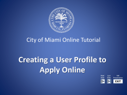 City of Miami Online Tutorial