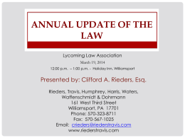 ANNUAL UPDATE OF THE LAW - Rieders, Travis, Humphrey