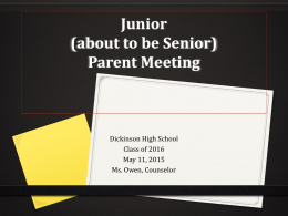 Junior (about to be Senior) Parent Meeting