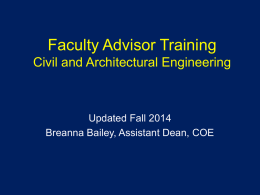 Faculty Advisor Training Civil and Architectural Engineering