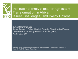 Institutional Innovations for Agricultural Transformation