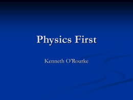 Physics First - School of Arts & Sciences