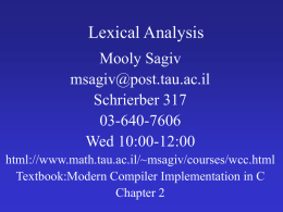 Lexical Analysis - Tel Aviv University