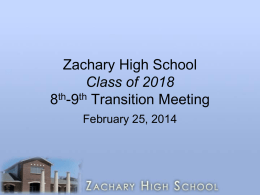 Zachary High School Class of 2014 Parents’ Night
