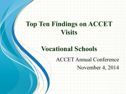 Top Ten ACCET Findings – Vocational Schools