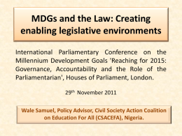 MDGs and the Law: Creating enabling legislative environments