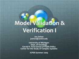 Model Validation & Verification I