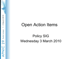 Policy SIG: Setting the scene