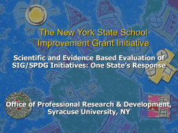 The New York State School Improvement Grant Initiative