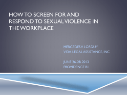 HOW TO SCREEN FOR AND RESPOND TO SEXUAL VIOLENCE …